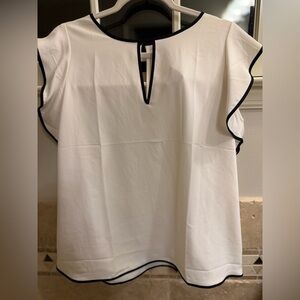 Ann Taylor Factory White Blouse with Black Accents